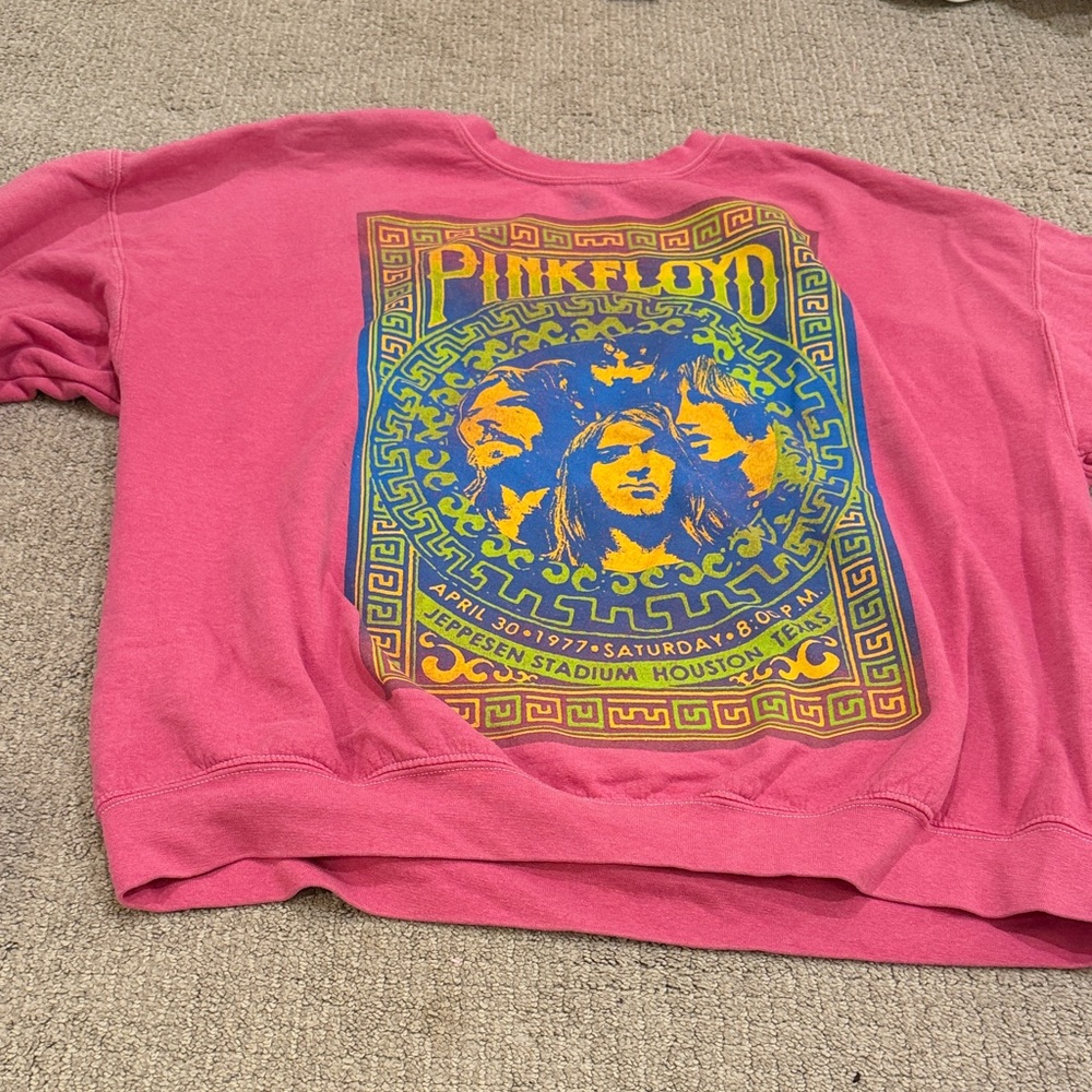 Urban Outfitters Pink Floyd Graphic Sweatshirt - Pink with Blue and Yellow